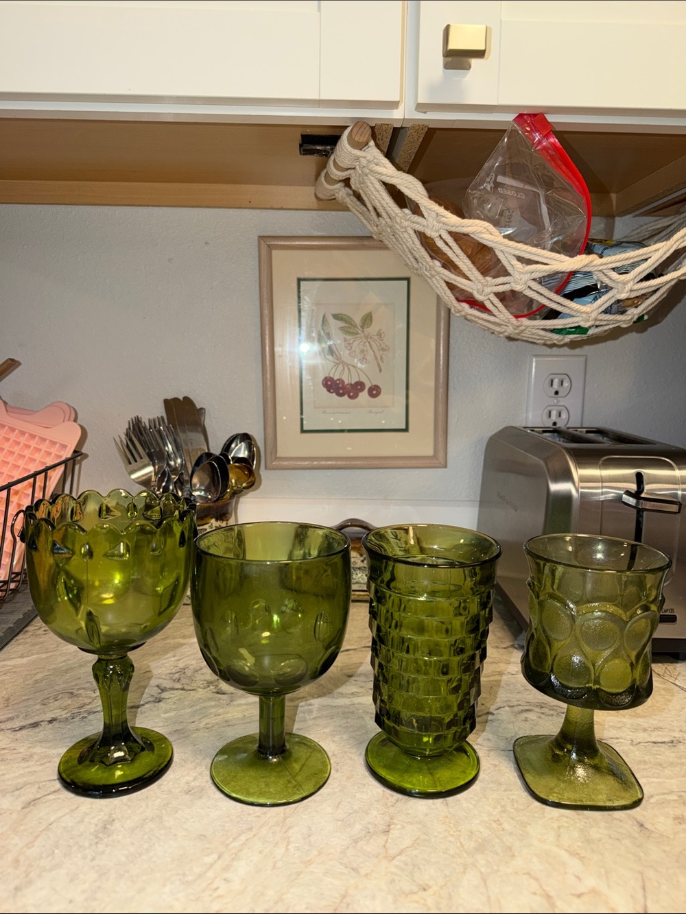 Vintage green wine glasses